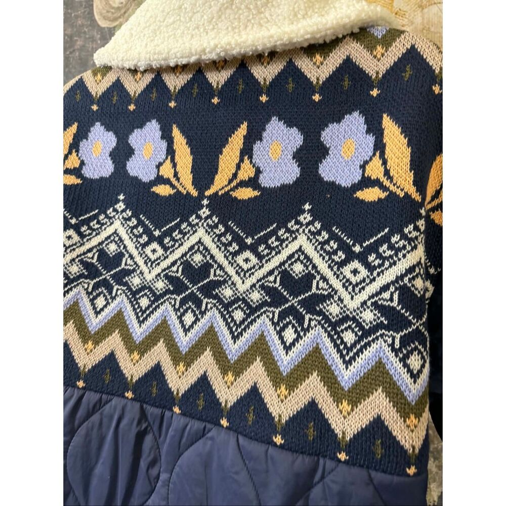 New By Anthropologie Fairisle Mix Liner Jacket Size S - Picture 8 of 13